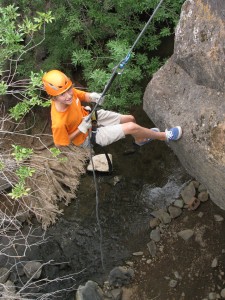 rappelling in Veyo pool